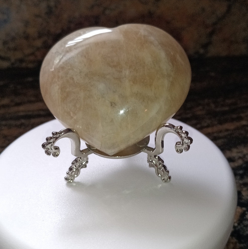 Peach Moonstone Heart Shaped